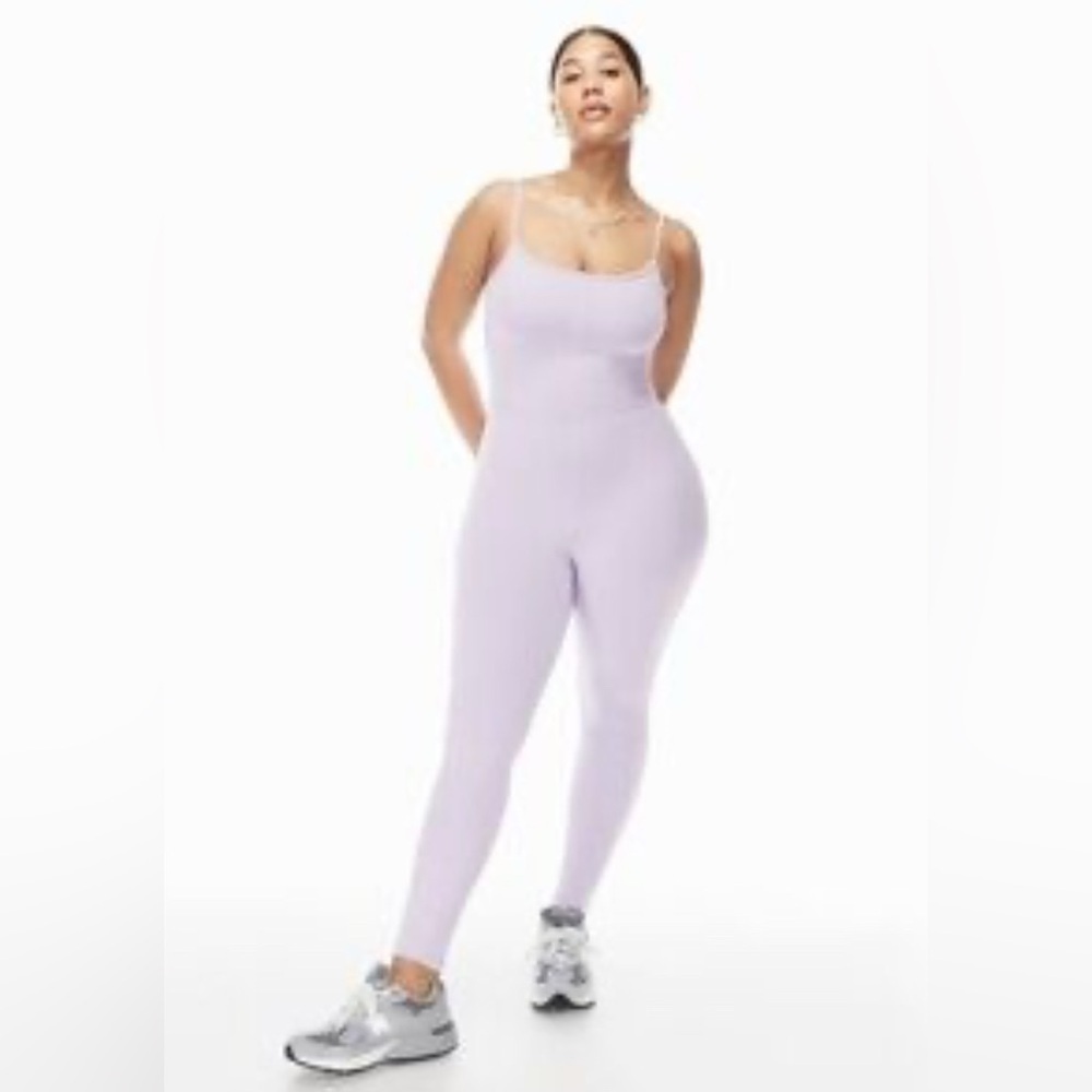 WILFRED FREE Sz 2XL Unitard in Baby Pink Stretchy Spaghetti Straps Square Neck